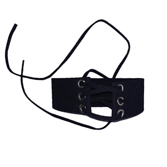 Gothic Suede Lace Up Choker Necklace Kardashian - Picture 12 of 16